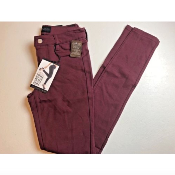 burgundy skinny pants womens